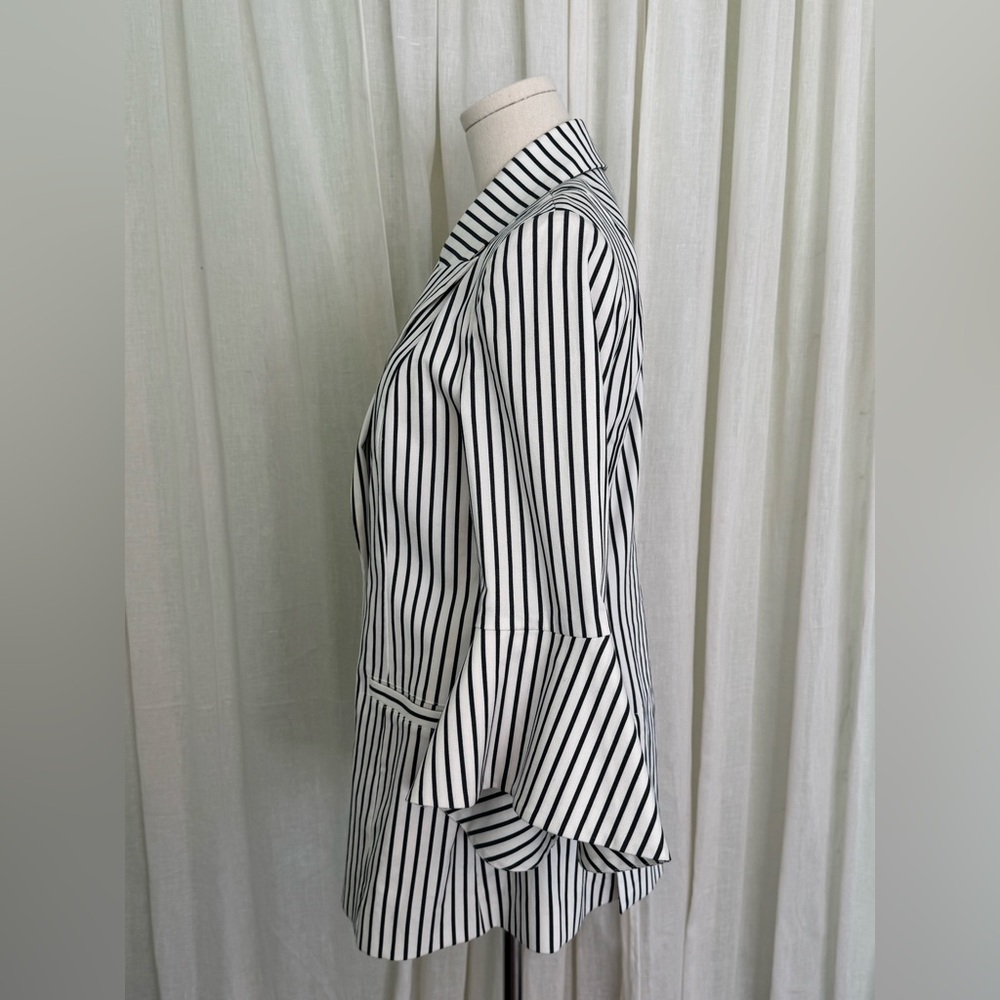 CAbi l 5295 Ole Ticking Bell Jacket Blazer Navy White size 4 - Picture 3 of 14